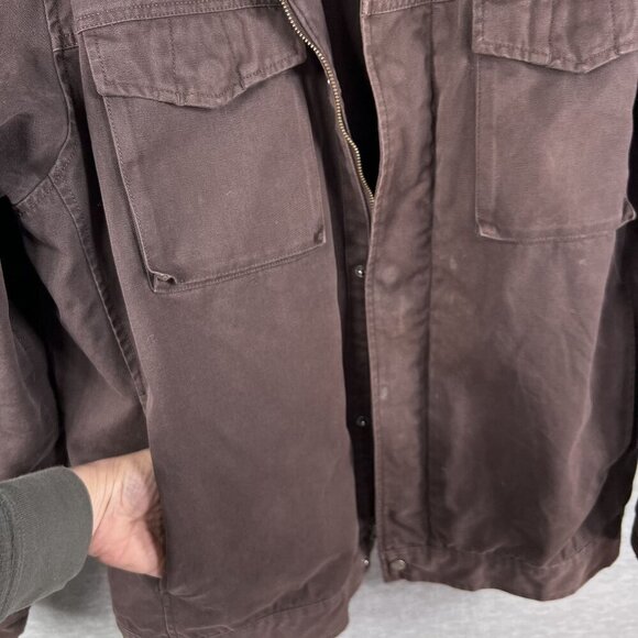 Aigle Brown XXL Duck Canvas Chore Jacket Barn Workwear Ranch Hiking Trekking - Picture 3 of 16